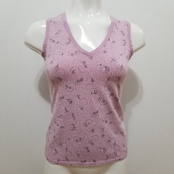 GAP top Medium dandelion floral print Y2K era v-neck sleeveless tank stretch - Picture 1 of 10